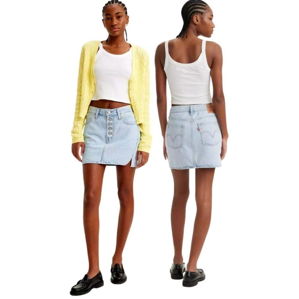 LEVI'S Light Wash Mid Rise Twisted Icon Denim Skirt Women's Size W29, NWT